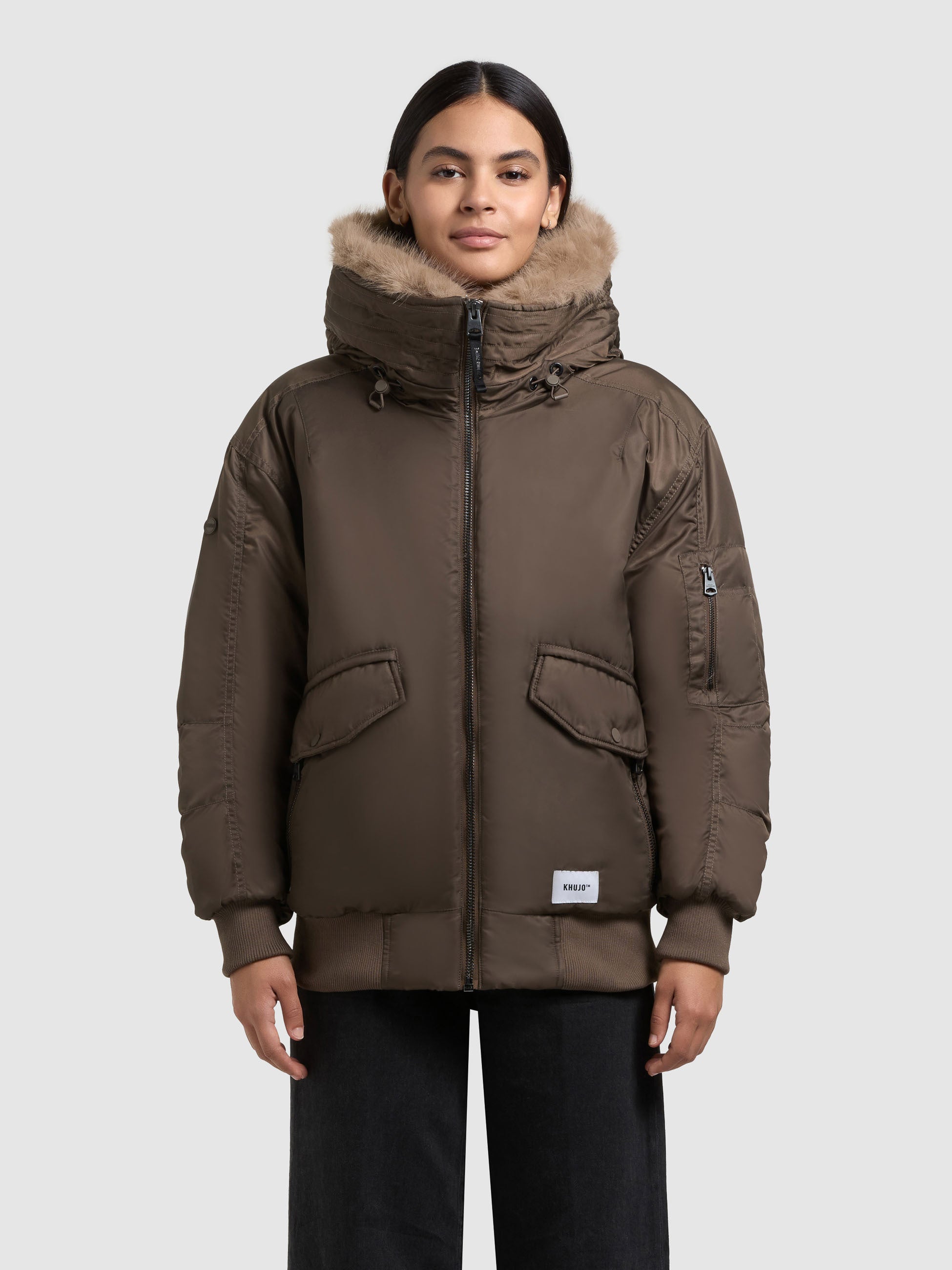 khujo-jacke-cela-potter-brown-damen-bomberjacke-mit-kapuze image 4