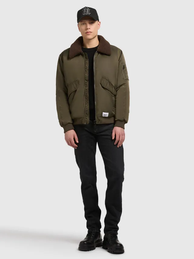 khujo-jacke-ground-forest-green-bomberjacke-mit-kunstfell image 1