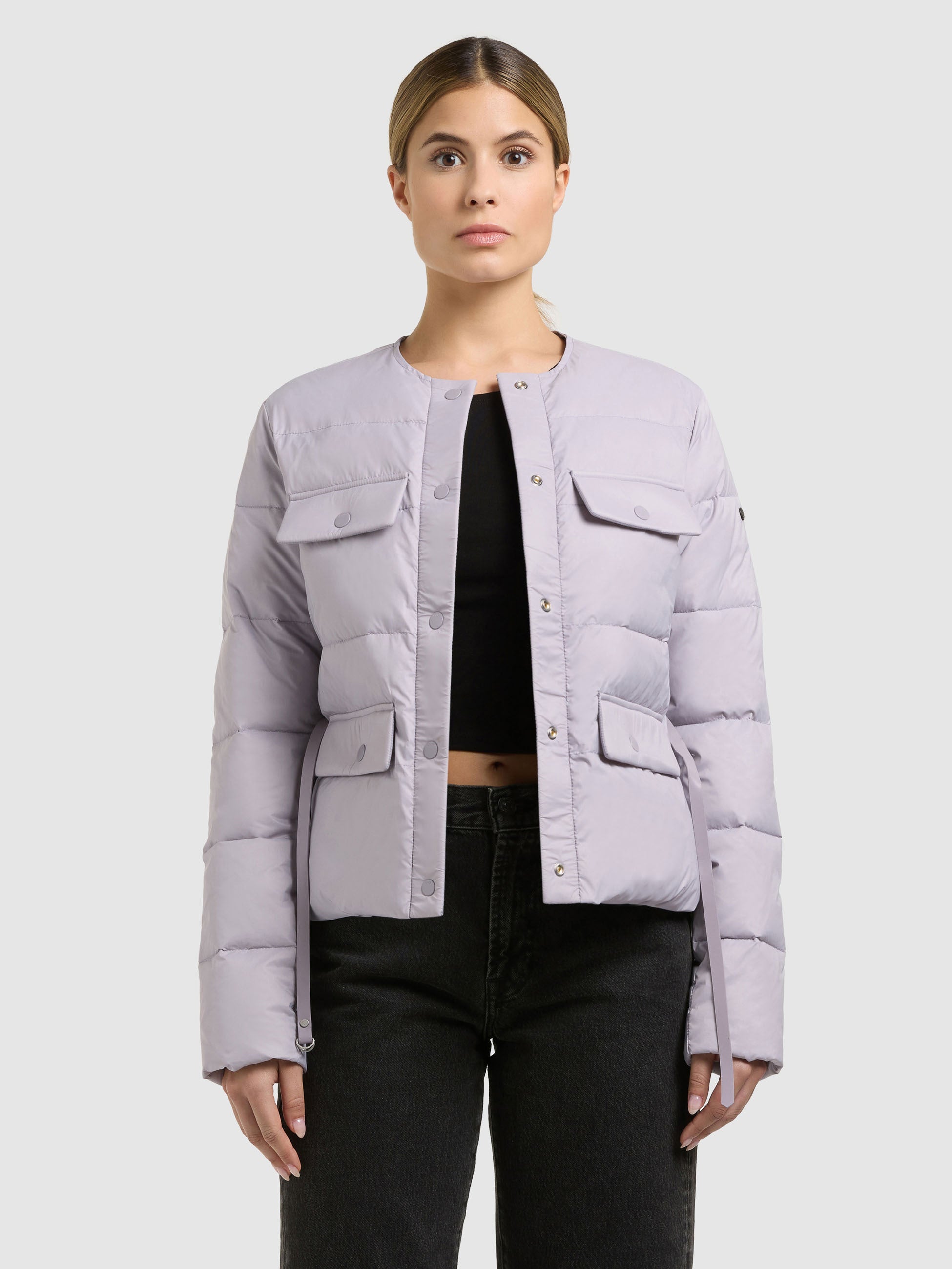 khujo-steppjacke-cinnia-summer-lilac-damen-sommerjacke-kragenlos-mit-g-rtel image 1