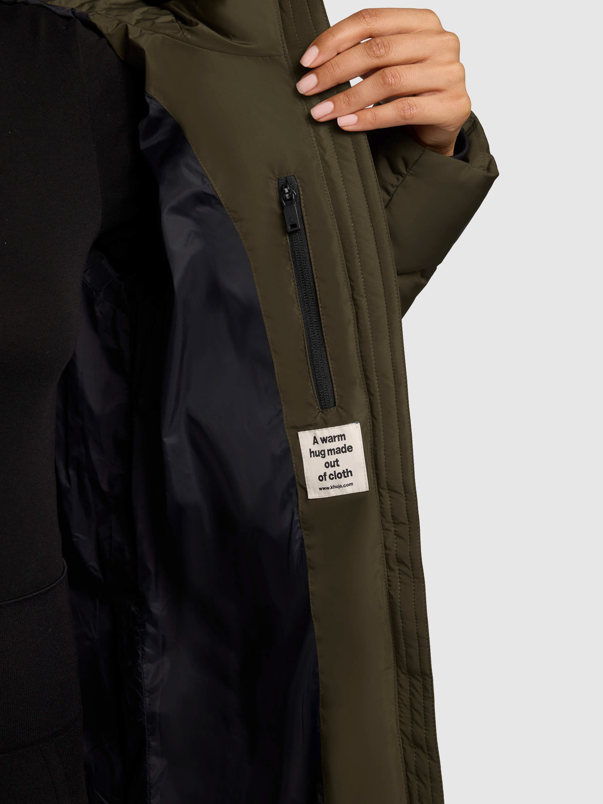 khujo-mantel-jilias5-dark-green-damen-wintermantel-stepp-lang image 8