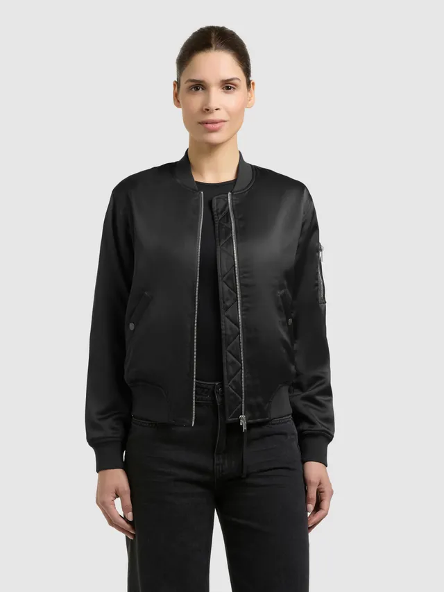 khujo-jacke-beth-black-bomberjacke-damen-satin-leicht-wattiert image 1