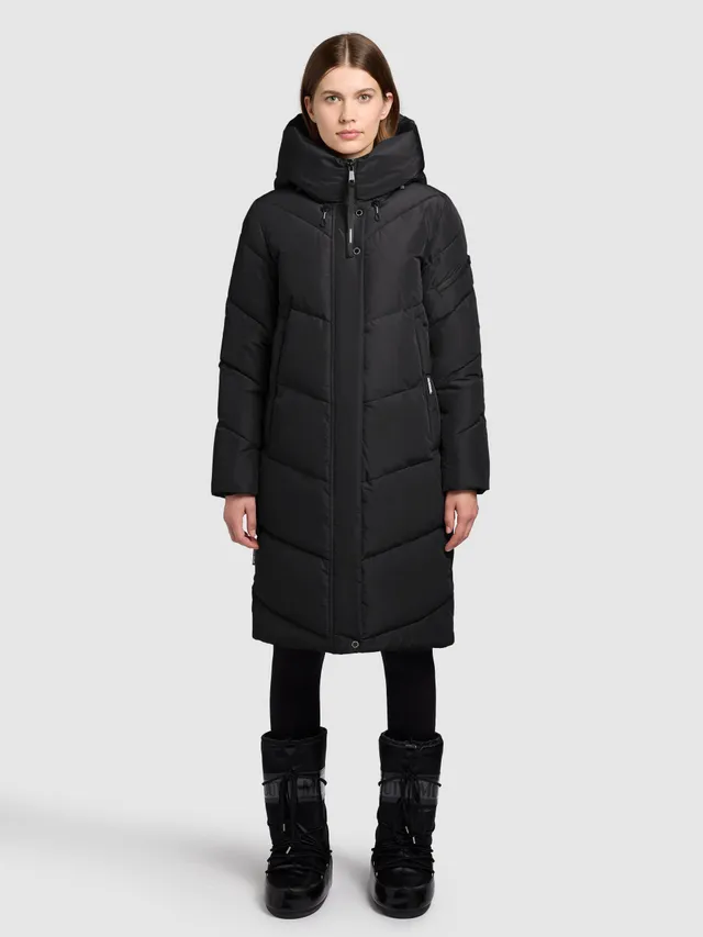 khujo-mantel-jange-black-knielanger-steppmantel-mit-fleece image 1