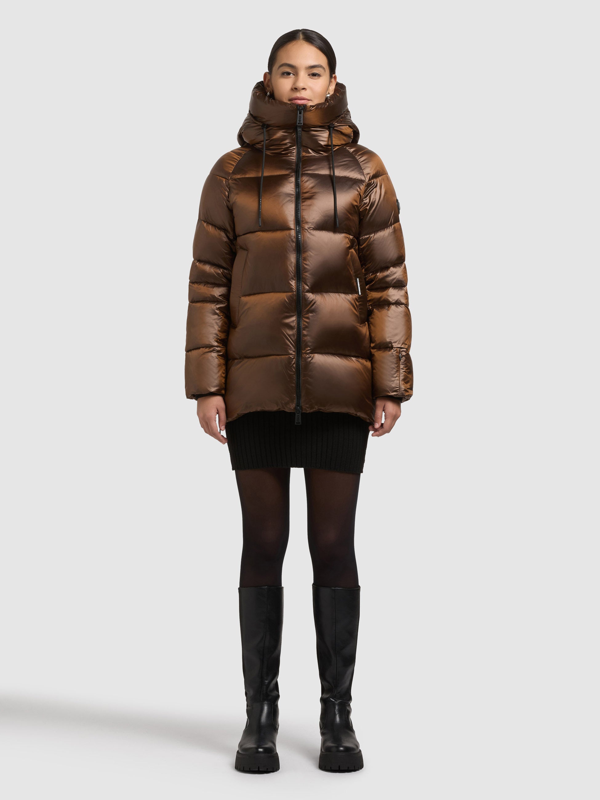 khujo-cara-damen-steppjacke-copper-brown-loose-fit-schimmernd image 1