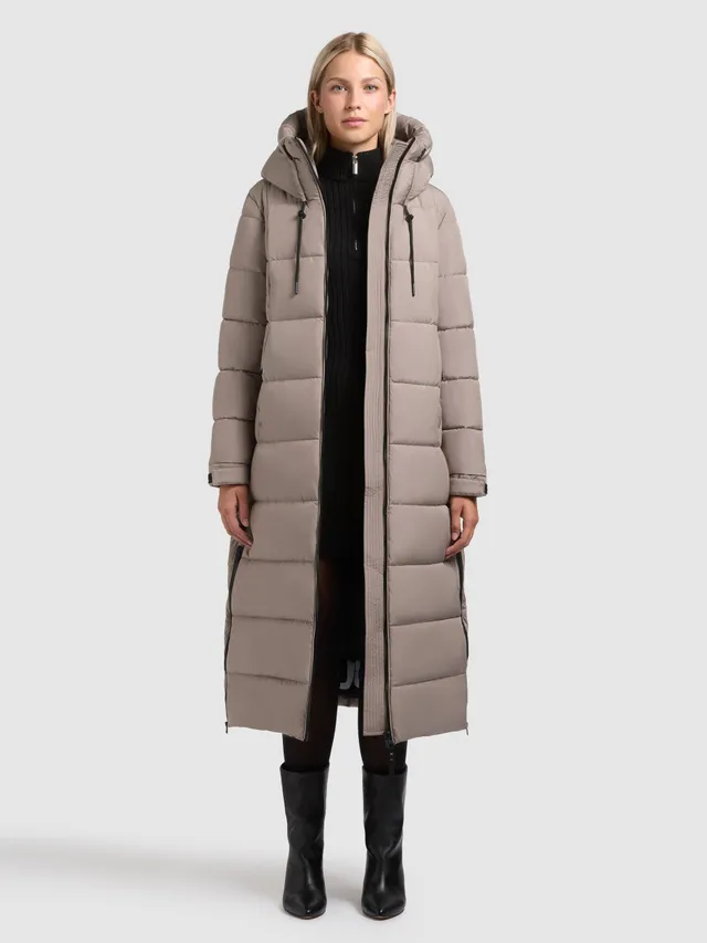 khujo-deria4-damen-steppmantel-greige-wadenlang-regular-fit image 1