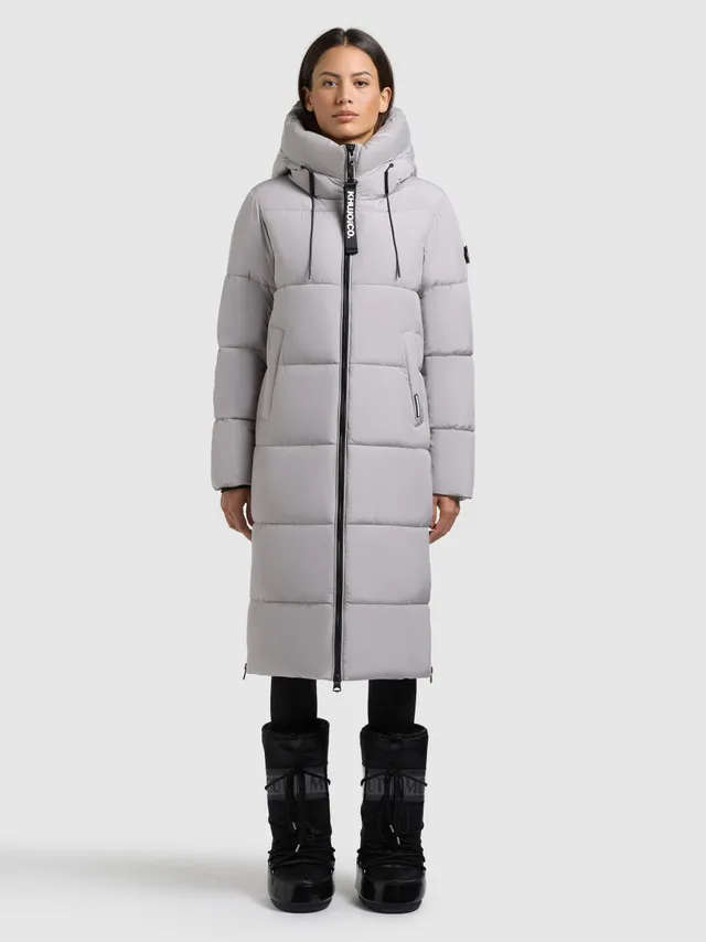 khujo-mantel-nalu-blizzard-grey-knielanger-damen-steppmantel-mit-kapuze image 1