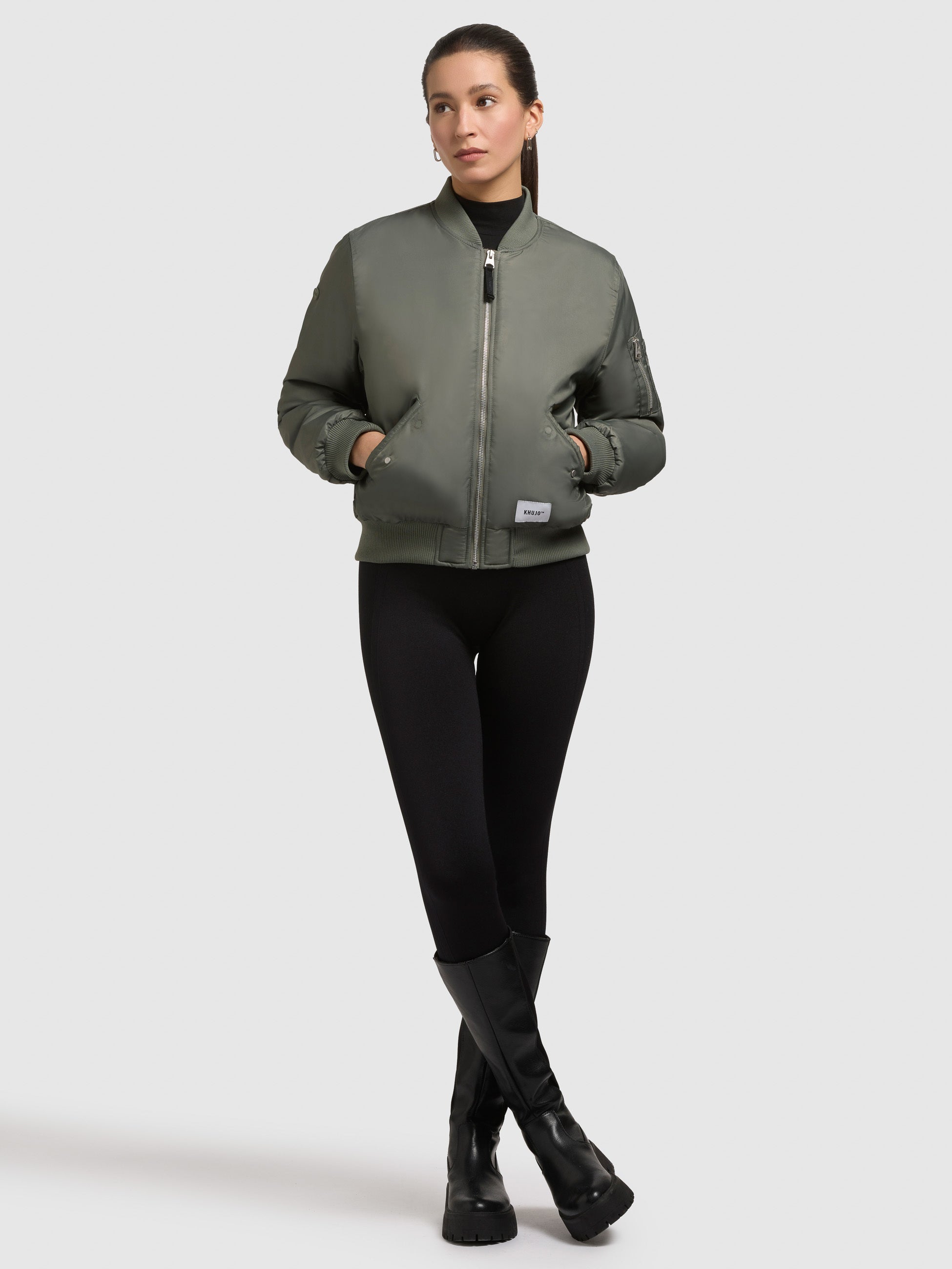 khujo-jacke-kasia-sage-green-bomberjacke-blouson-loose-fit image 1
