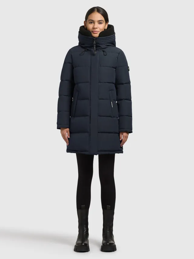 khujo-kelsi-damen-coat-port-blue-kurz-gesteppt-mit-kapuze-und-kunstfell image 1