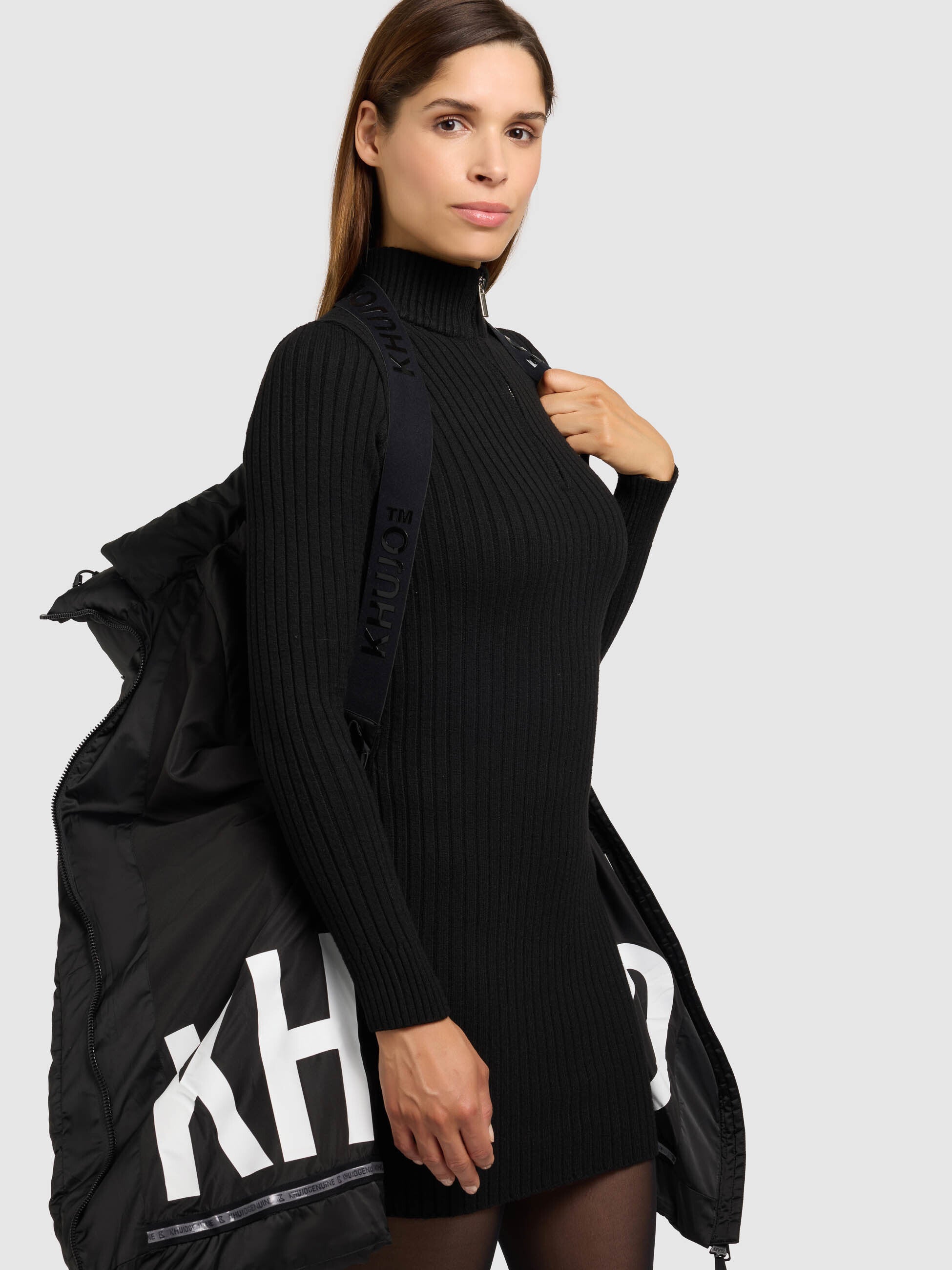 khujo-suda-damen-winterjacke-schwarz-gl-nzend-loose-fit image 8