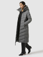 khujo-coat-stoane-gray-wadenlanger-damen-steppmantel-grau-figurbetont image 2