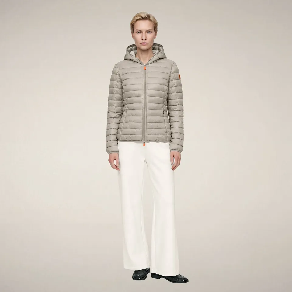 save-the-duck-daisy-damen-steppjacke-beige-rainy-slim-tierfrei-mit-kapuze image 1