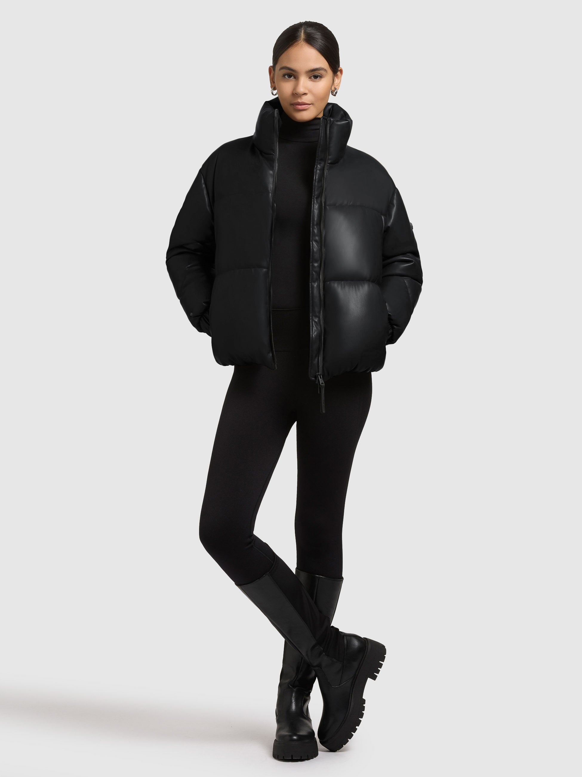 khujo-jacke-khalia-black-h-ftlange-winterjacke-in-lederoptik-mit-stehkragen image 1