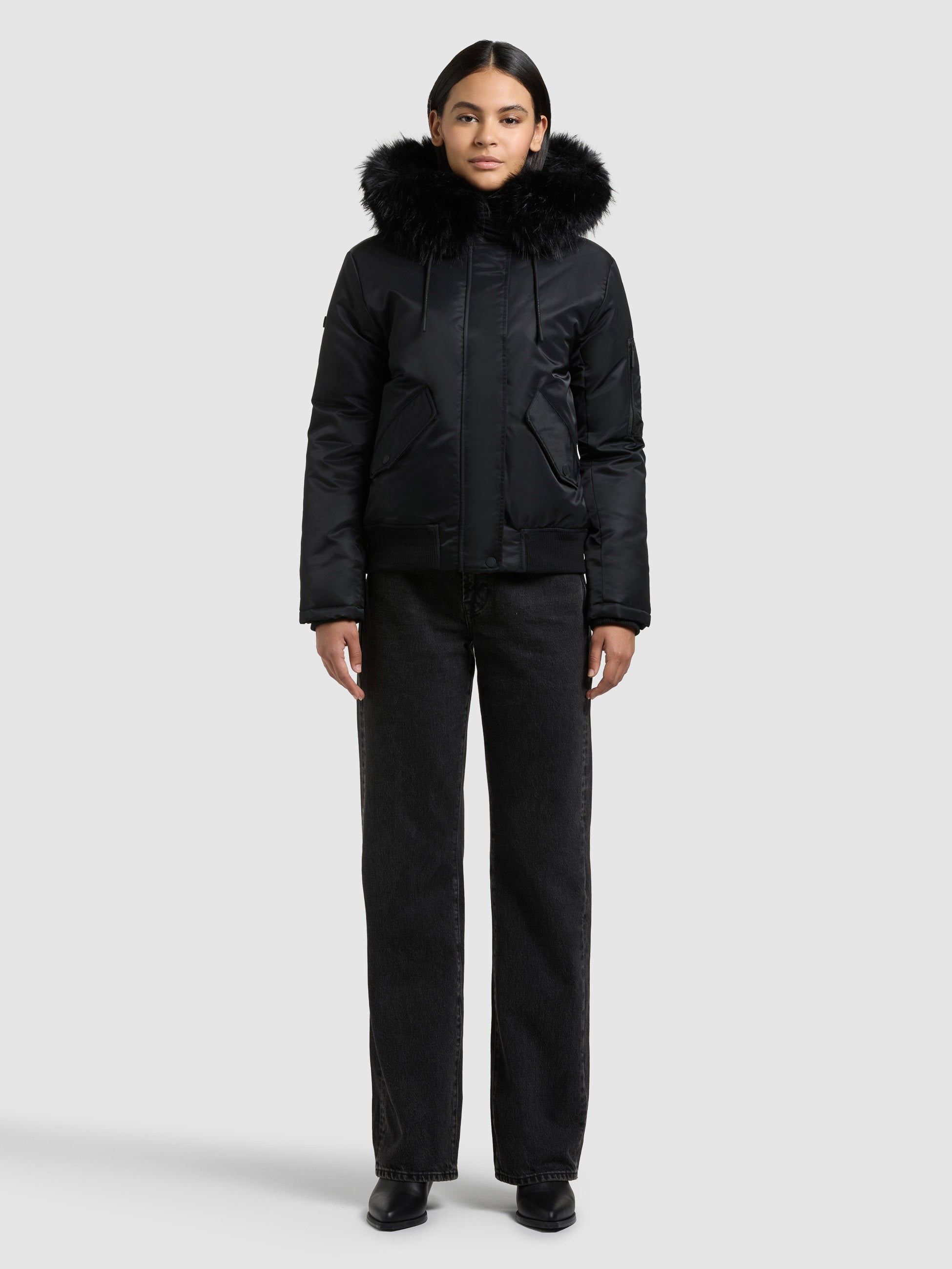 khujo-jacke-tyla-black-bomberjacke-damen-schwarz-mit-kapuze image 1