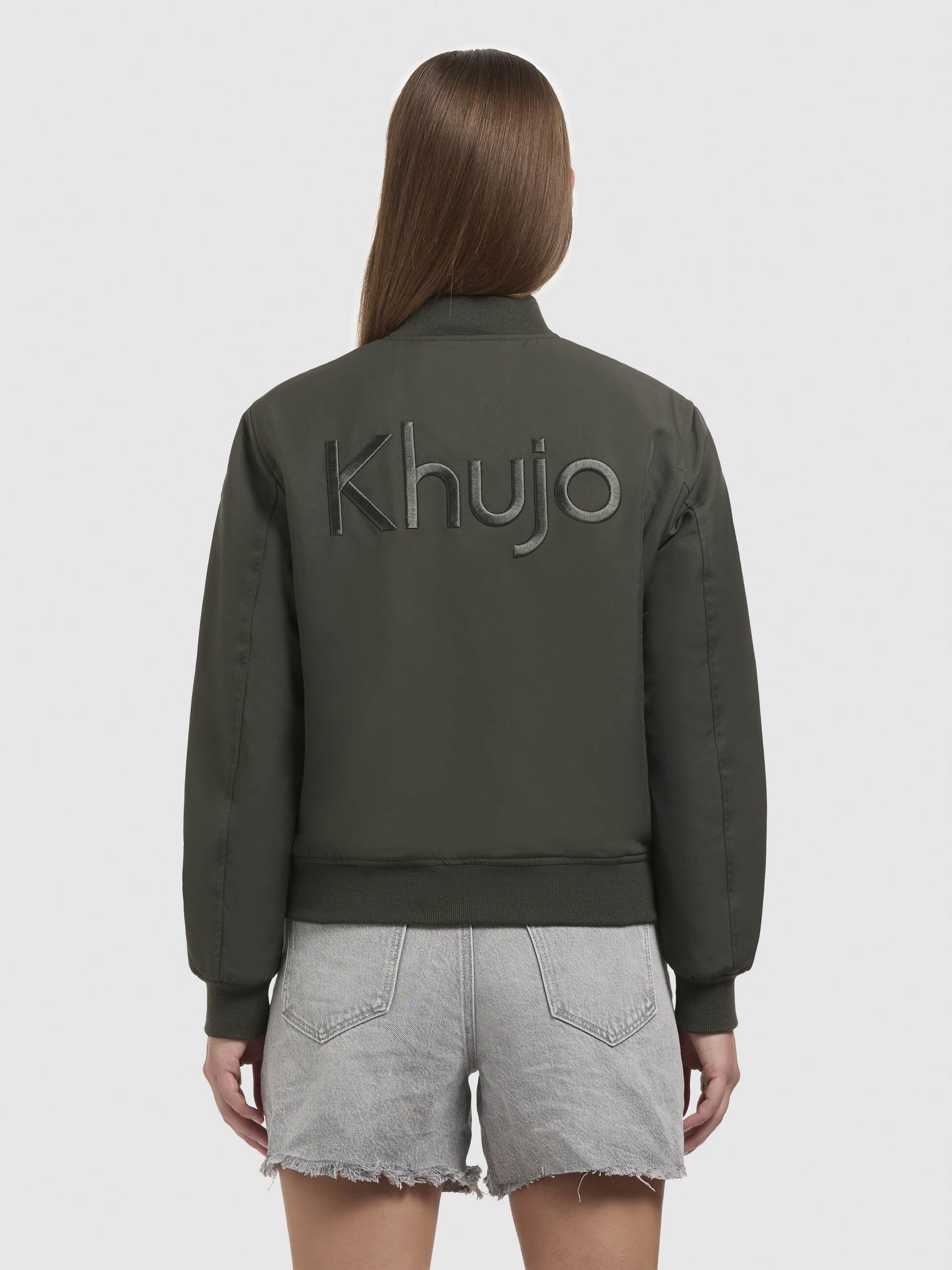 khujo-crystal-bomberjacke-dunkelgr-n-damen-blouson-im-college-look image 3
