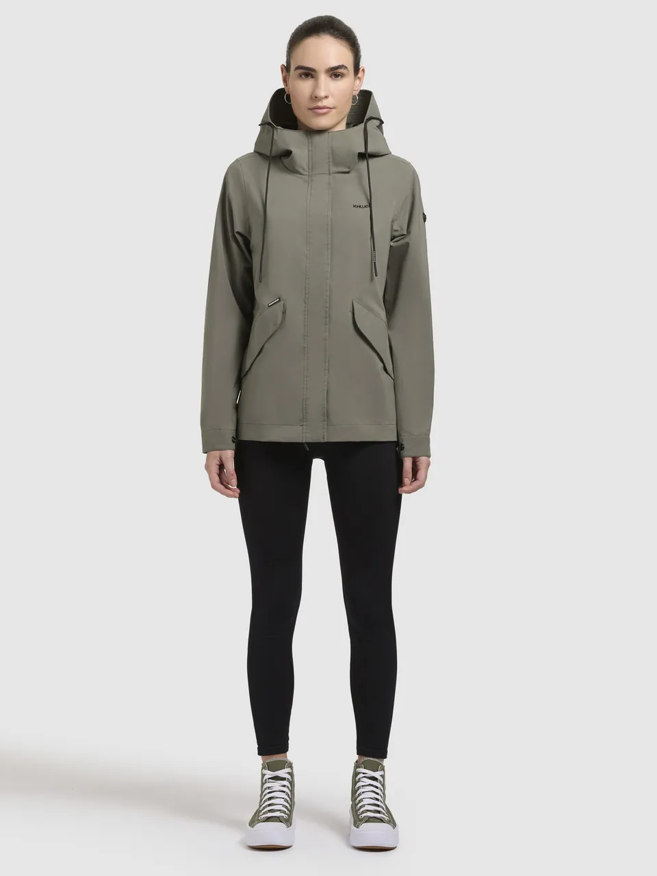 khujo-jacke-sang-damen-regenjacke-grey-green-regular-fit image 1