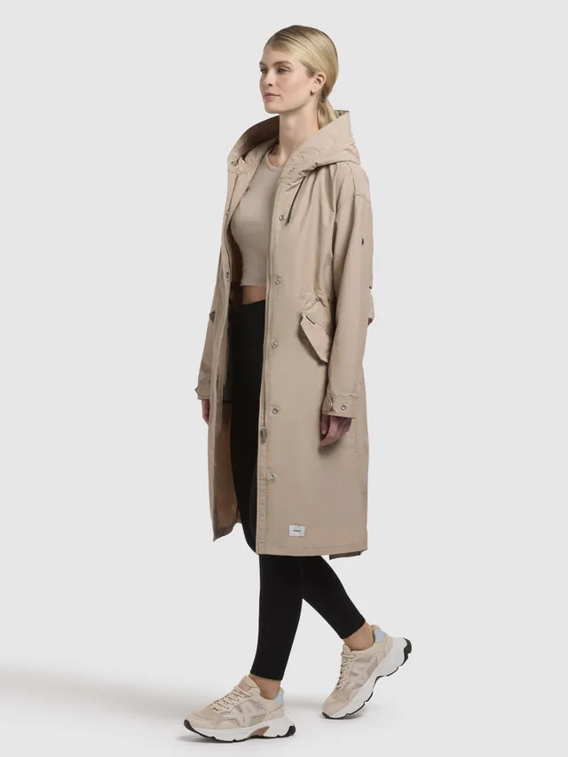 khujo-rayana-damen-mantel-knielang-sommerparka-beige-loose-fit image 1