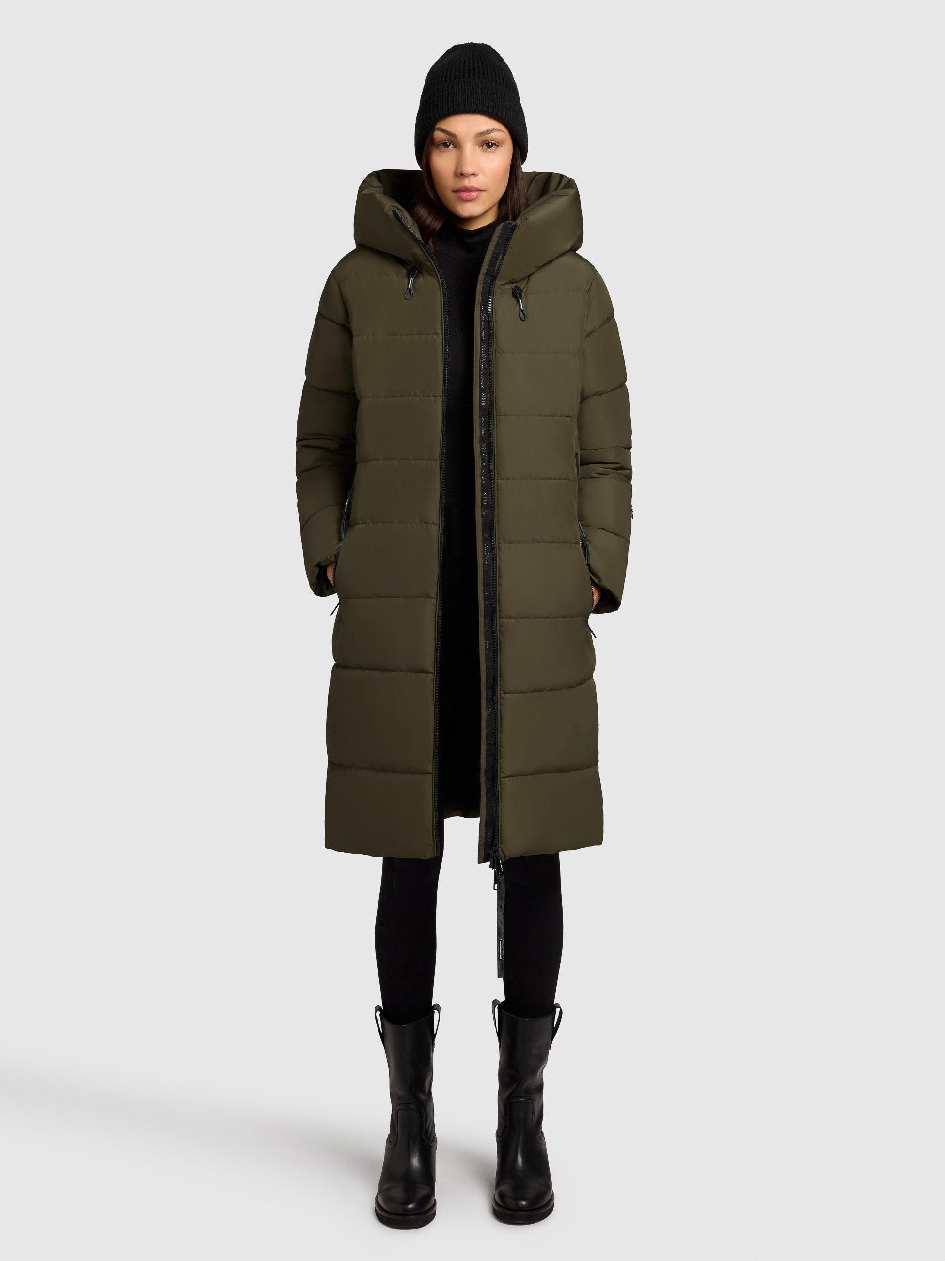 khujo-mantel-jilias5-dark-green-damen-wintermantel-stepp-lang image 1