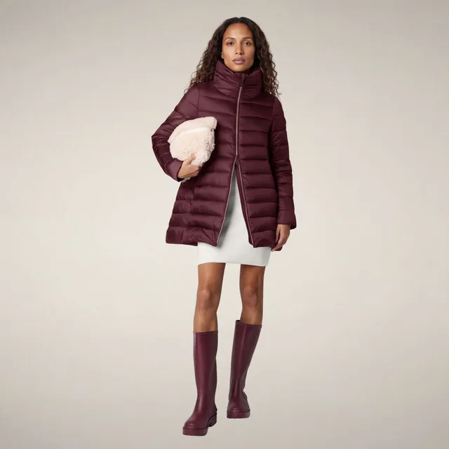 save-the-duck-lydia-damen-daunenmantel-bordeaux-langer-puffer-a-linie image 1