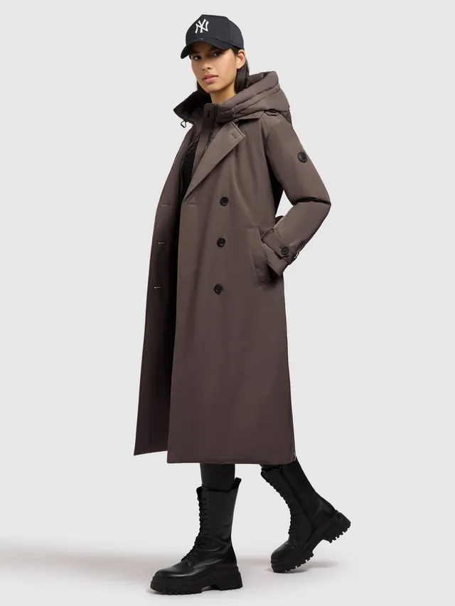 khujo-mantel-elena-city-taupe-trenchcoat-knielang-mit-herausnehmbarem-steppeinsa image 1