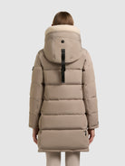 khujo-kelsi-damen-coat-greige-kurzer-steppmantel-mit-kunstfell-kapuze image 3