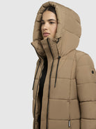 khujo-coat-deria3-light-brown-knielanger-slim-fit-steppmantel-damen image 7
