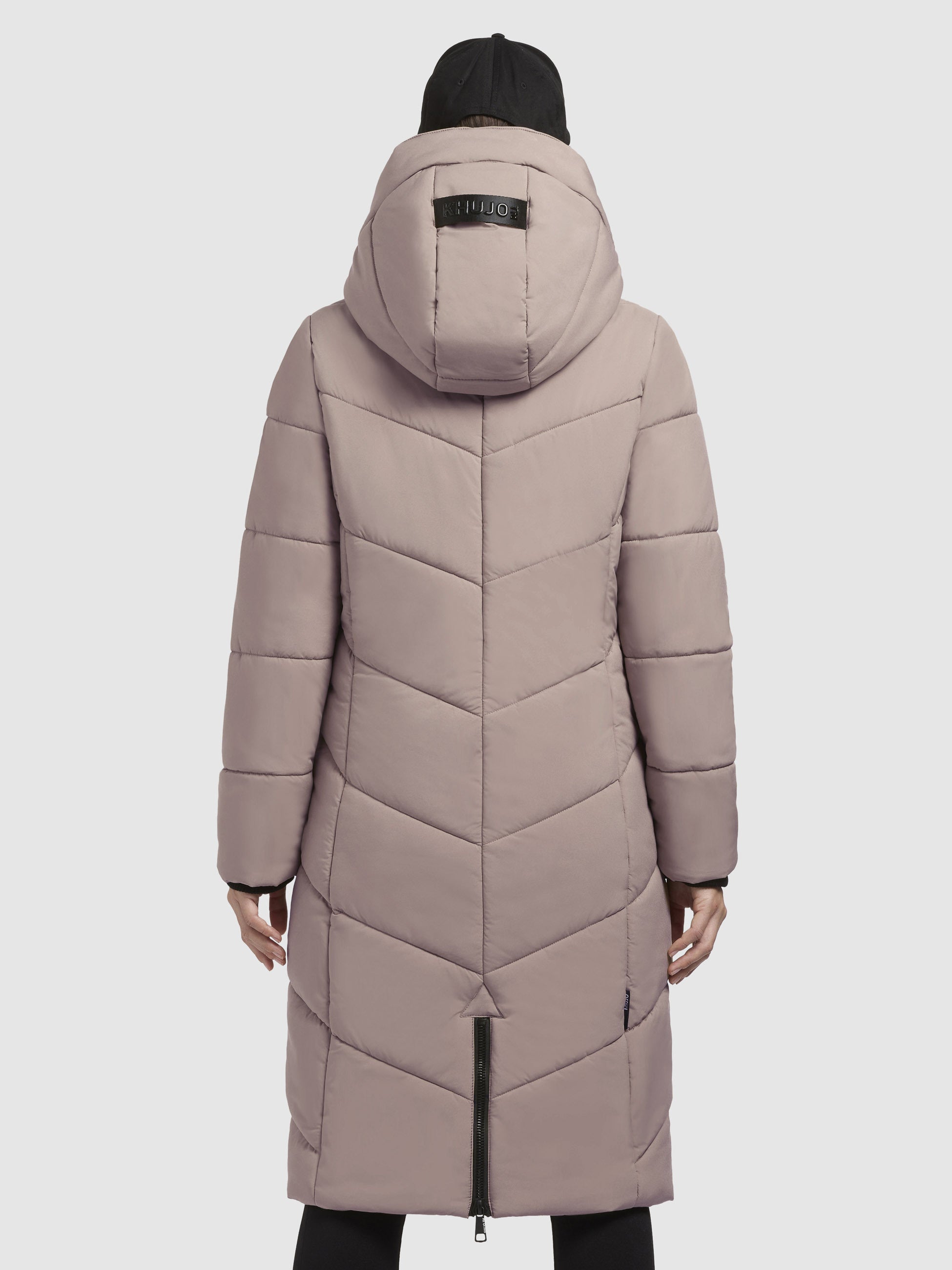 khujo-aribay5-damen-mantel-taupe-lange-steppjacke-mit-strick image 3