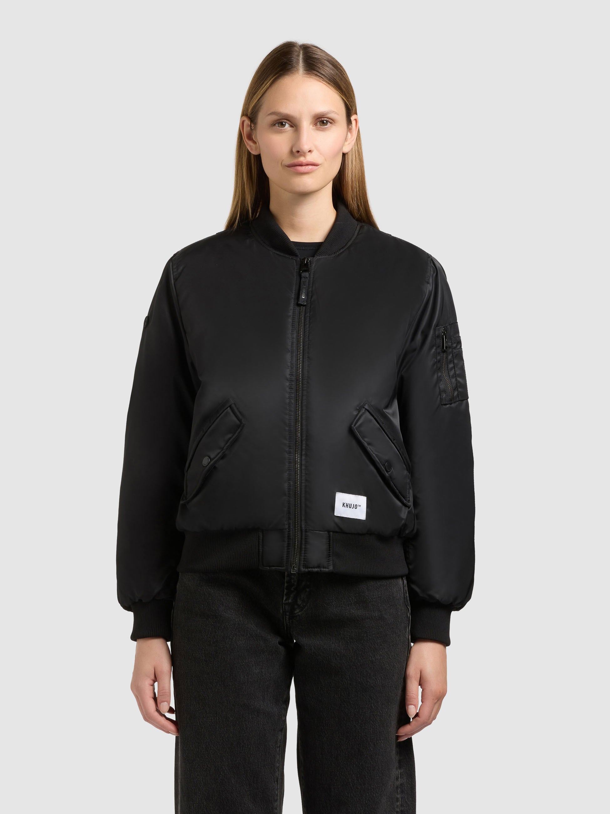 khujo-jacke-kasia-bomber-black-gl-nzende-damen-bomberjacke-loose-fit image 4