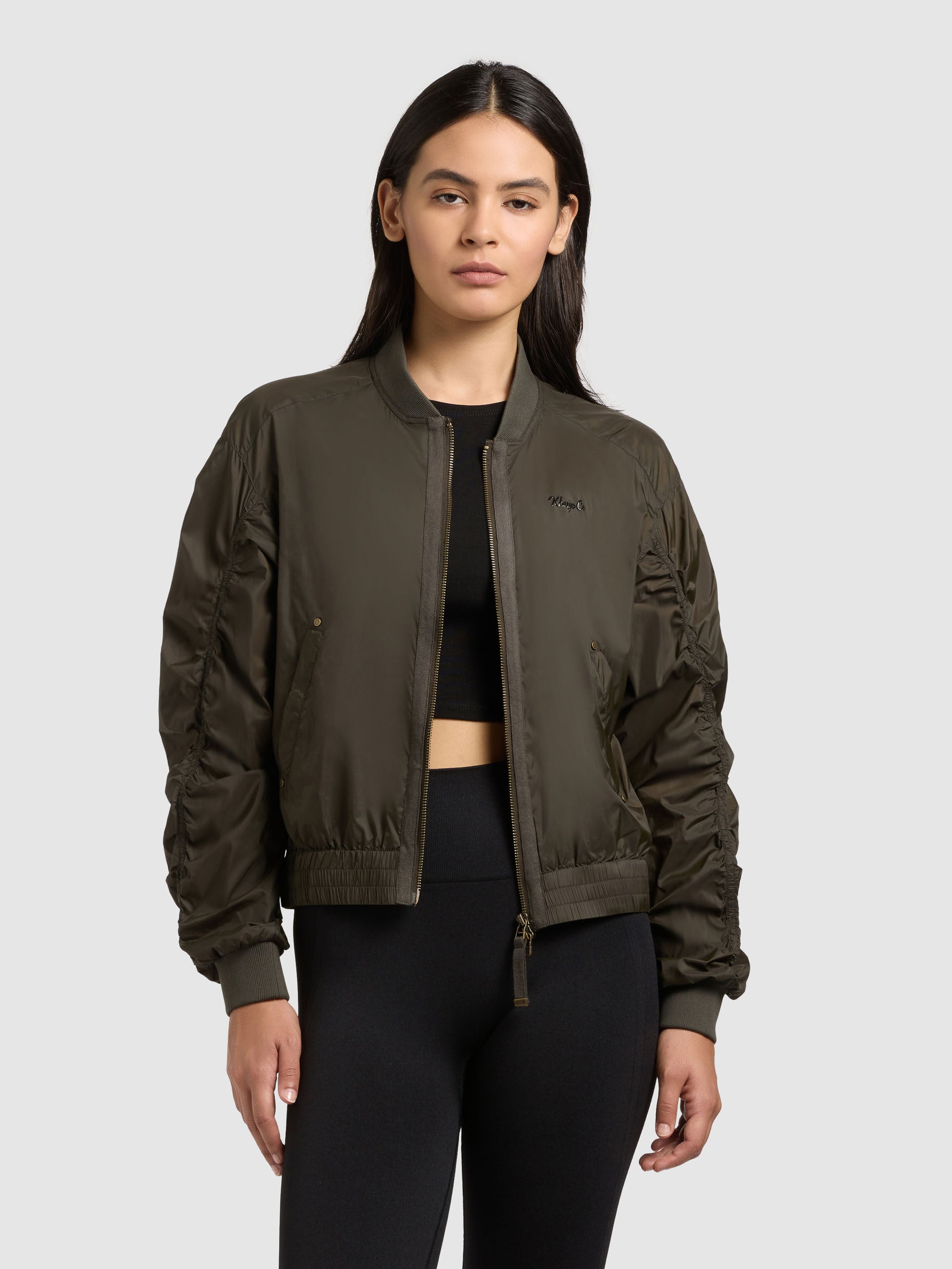 khujo-jacke-tuvay-bomberjacke-blouson-in-olive-aus-fliegerseide image 1