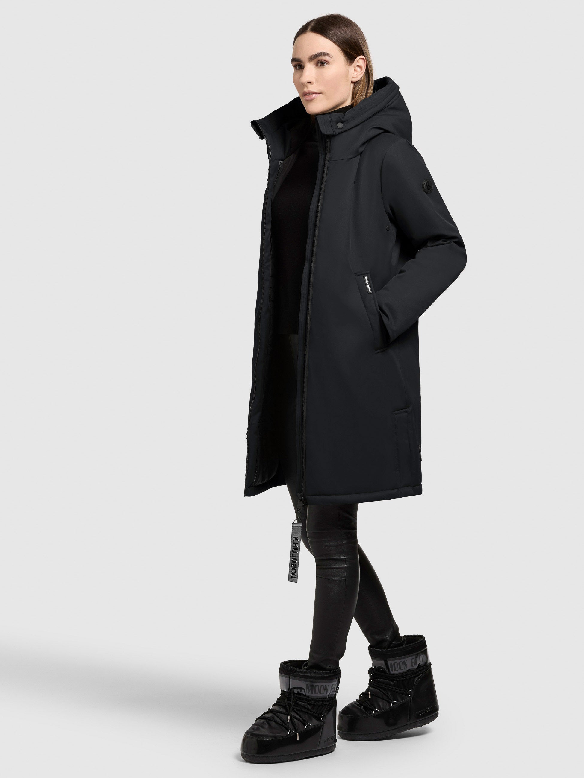 khujo-yaak3-damen-kurzmantel-black-leicht-wattierter-parka-mit-gro-er-kapuze image 2
