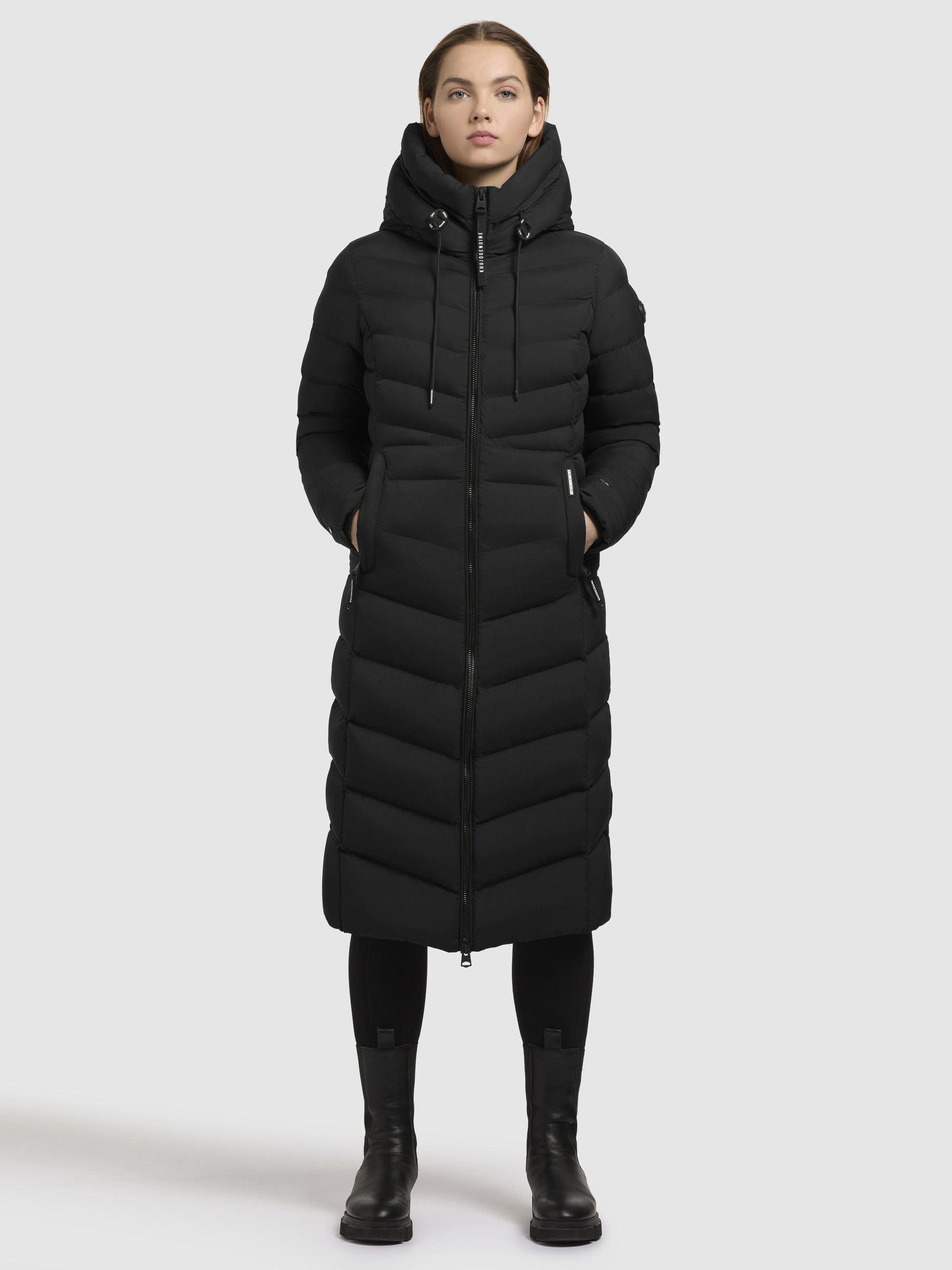 khujo-coat-ingram4-black-knielanger-steppmantel-mit-kapuze image 1