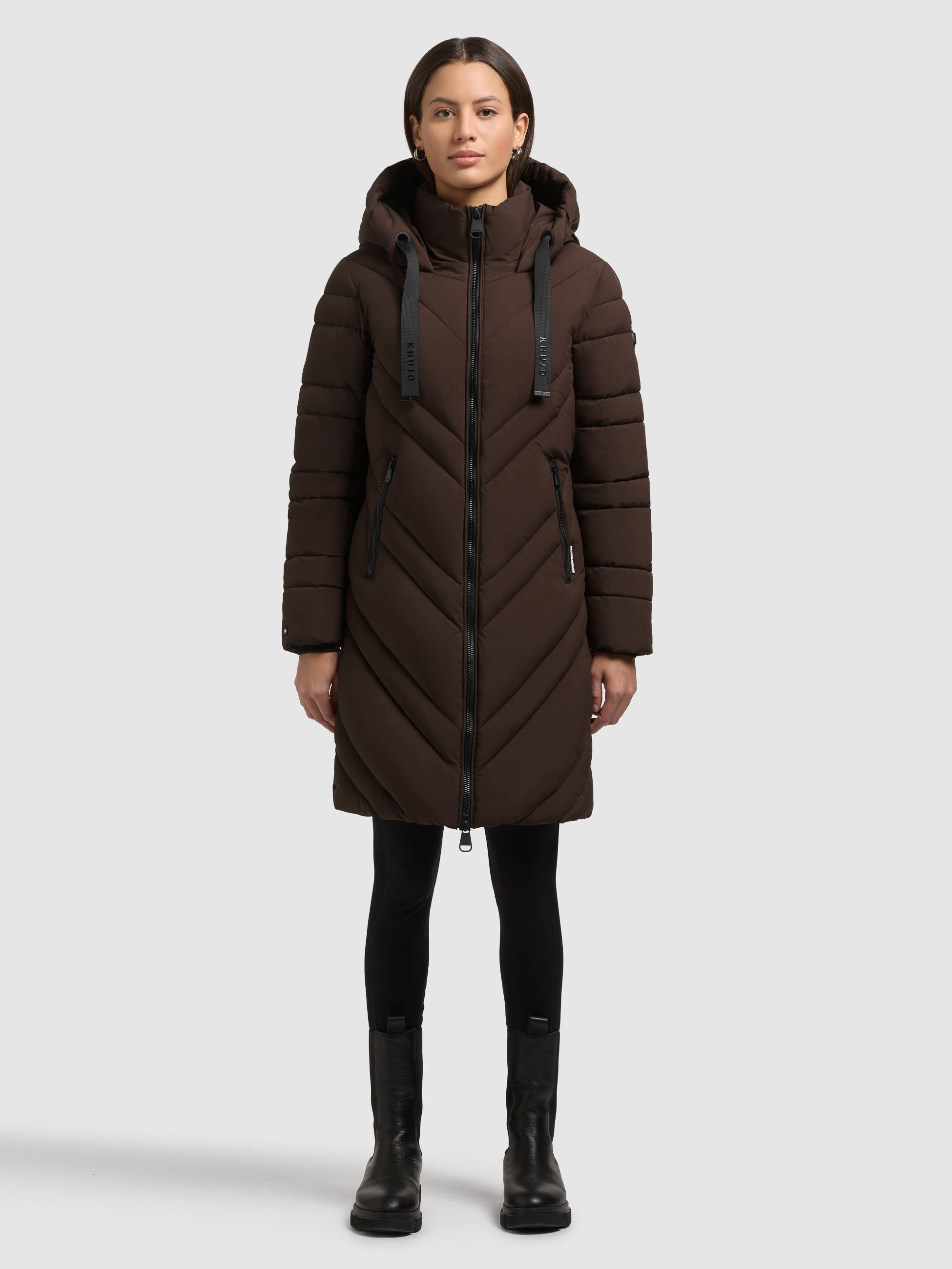 khujo-taby-damen-coat-moody-plum-kurzer-wattierter-steppmantel-mit-kapuze image 1
