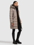 khujo-mantel-arlene-greige-slim-fit-steppmantel-mit-kapuze image 6