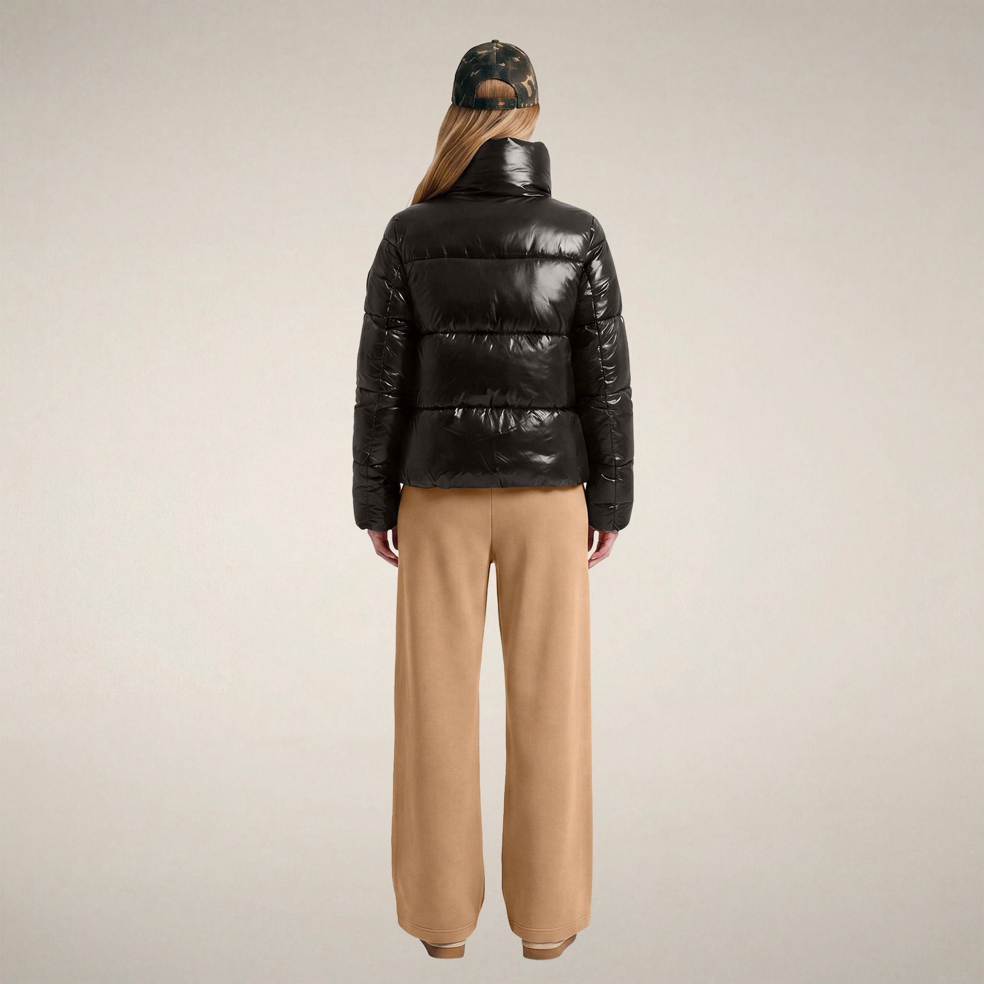 save-the-duck-isla-damen-pufferjacke-mit-stehkragen-schwarz-laqu image 2