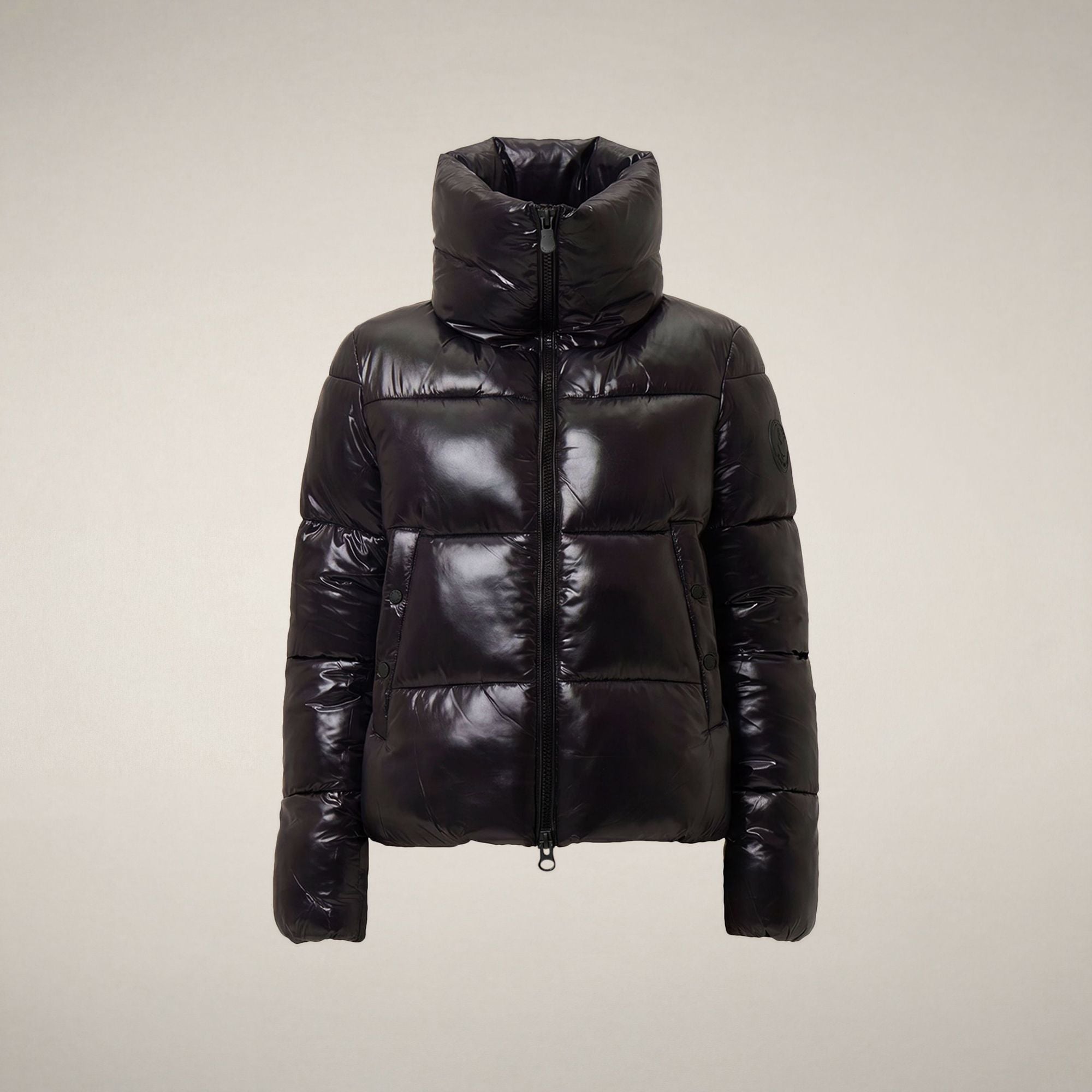 save-the-duck-isla-damen-steppjacke-lack-optik-braun-schwarz image 3