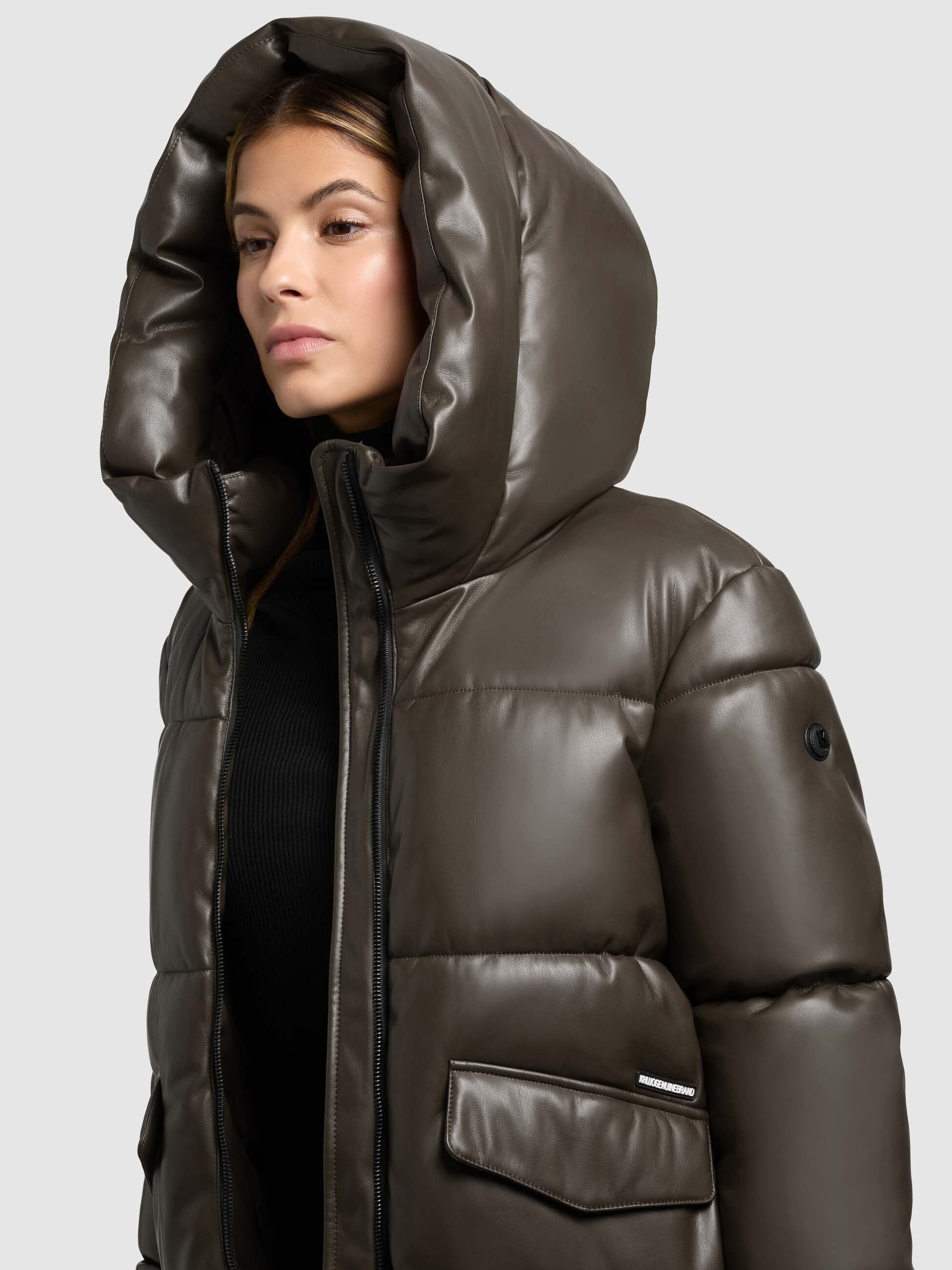 khujo-aurora-damen-kapuzenjacke-braun-lederoptik image 7