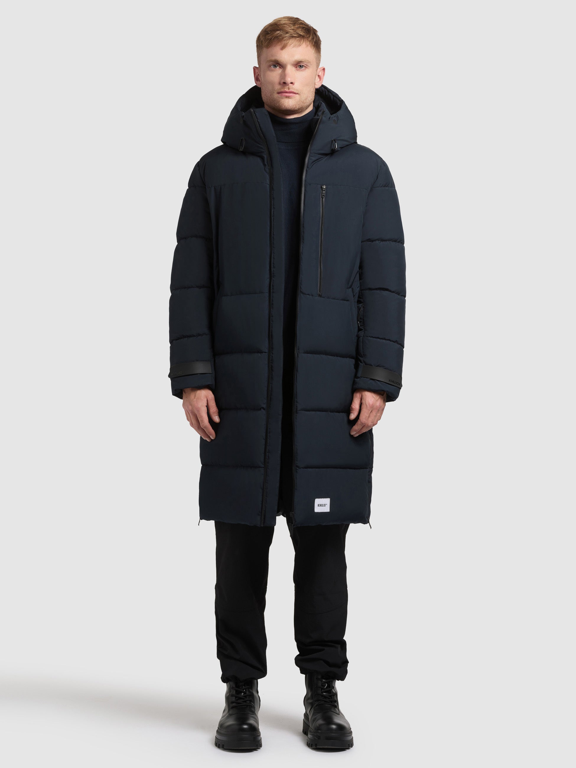 khujo-siram2-steppmantel-port-blue-knielanger-mantel-mit-kapuze-im-loose-fit image 1