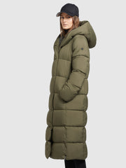 khujo-coat-vares-khaki-damen-steppmantel-wadenlang-mit-kapuze image 8