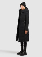 khujo-sensy-damen-coat-black-wadenlanger-steppmantel-regular-fit image 6