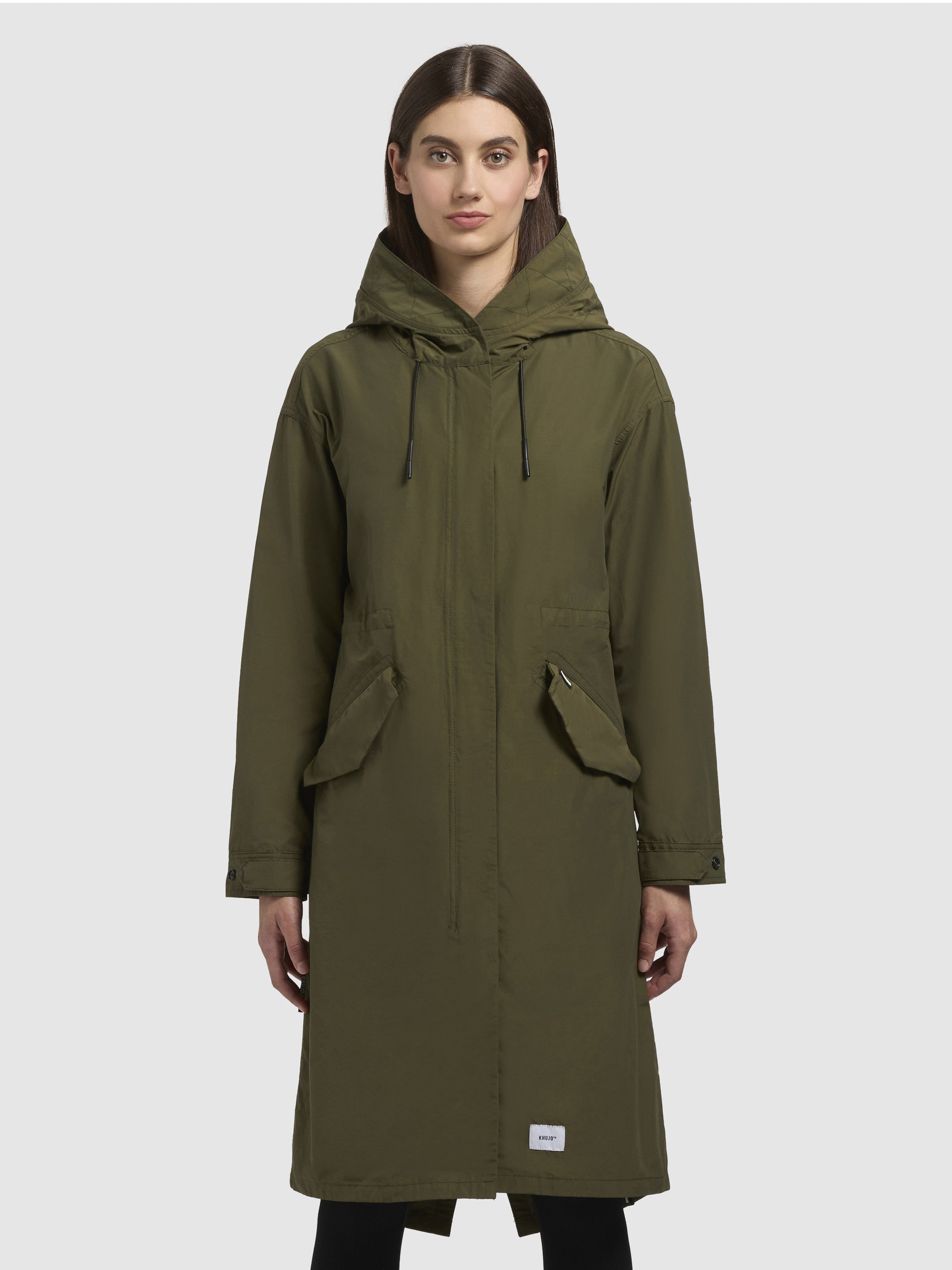 khujo-mantel-rayana-olivgr-n-leichter-sommerparka-knielang-loose-fit image 4
