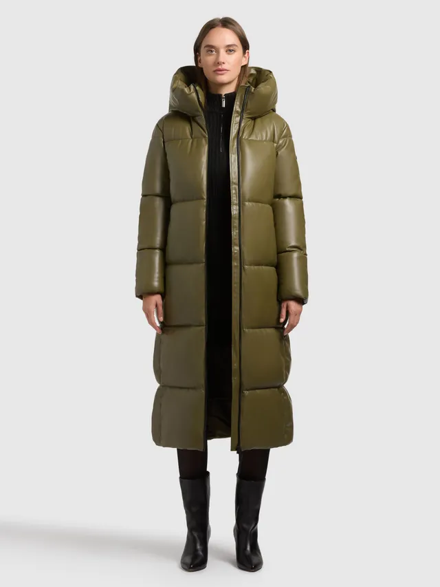 khujo-mantel-destiny-olive-wadenlanger-damen-wintermantel-in-lederoptik image 1