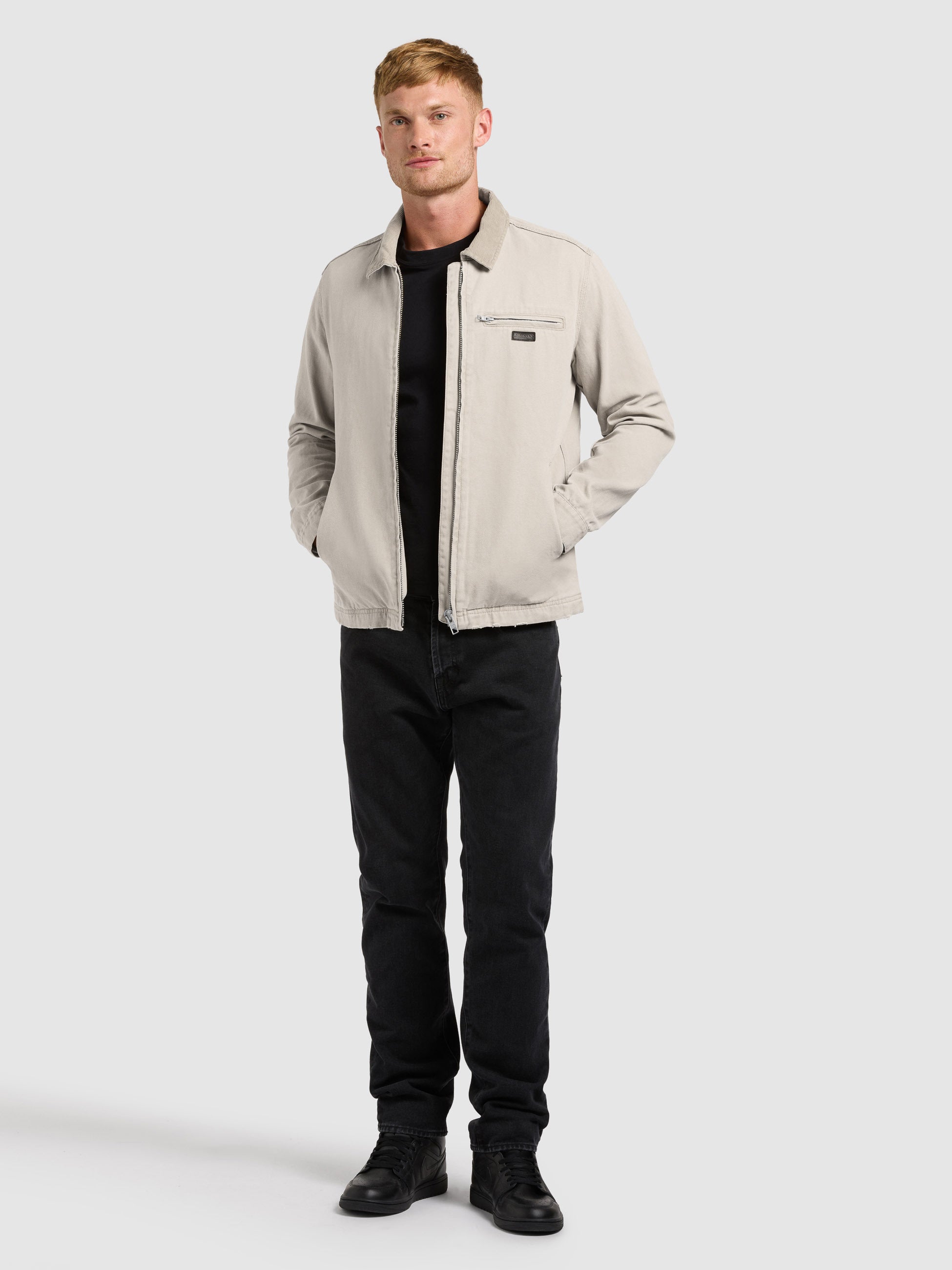 khujo-deddy-jacke-greige-damen-blouson-baumwoll-canvas-mit-cordkragen image 7