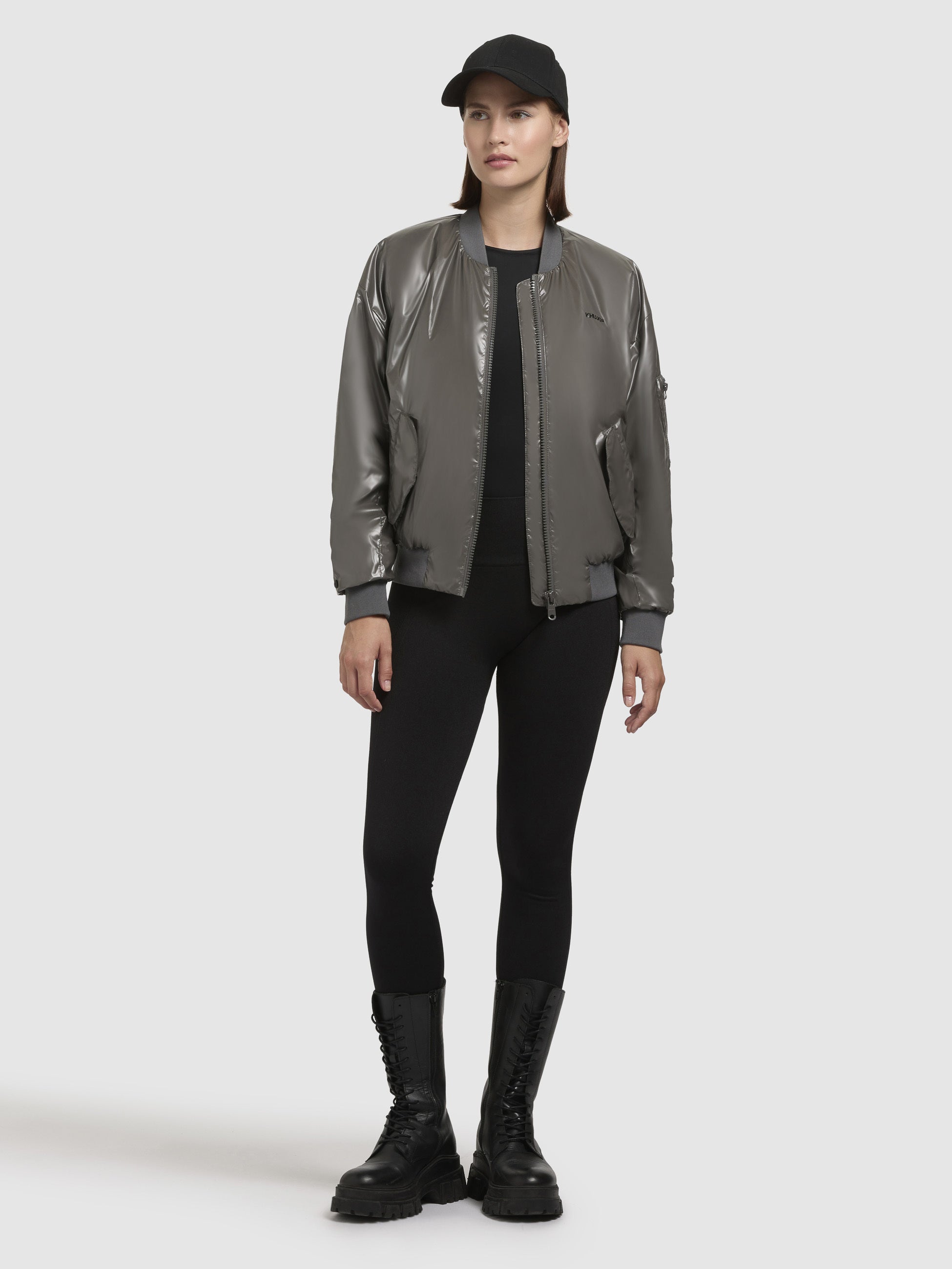 khujo-aneo-bomberjacke-f-r-damen-in-dunkelgrau-loose-fit image 1