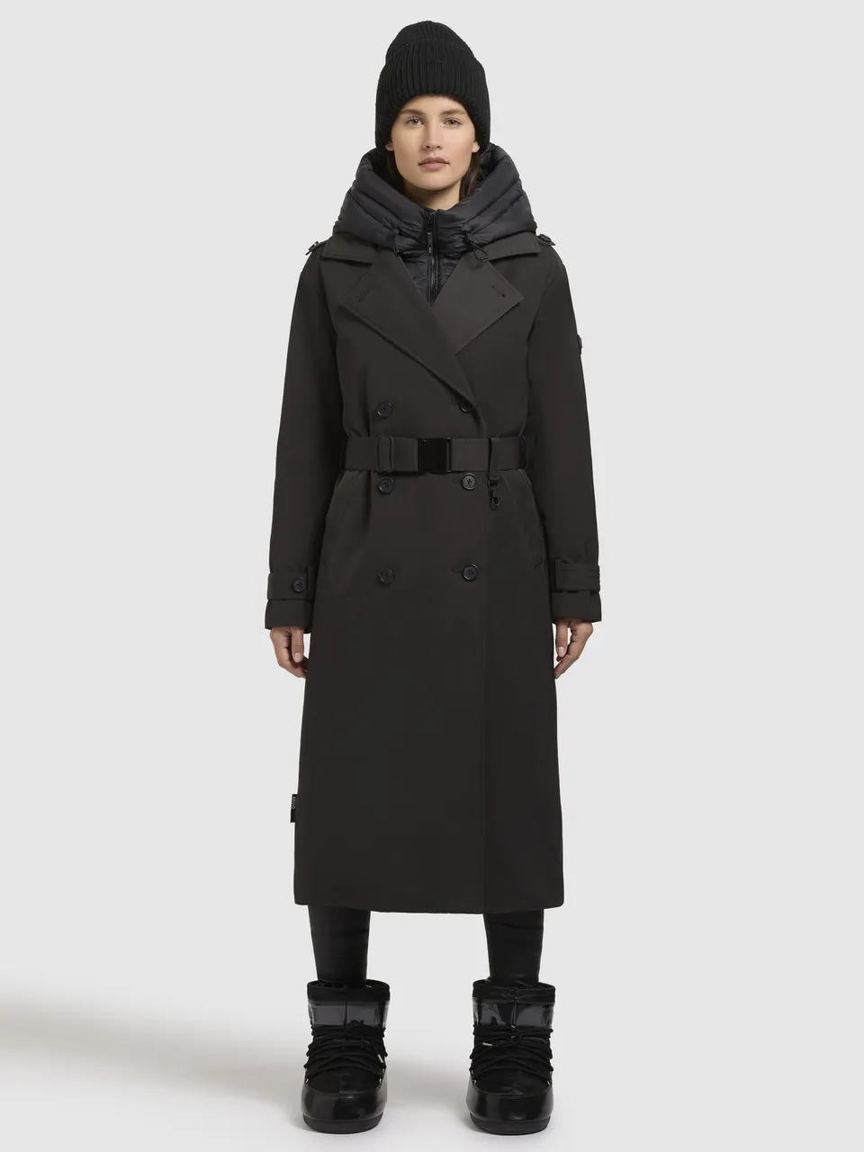 khujo-mantel-elena-dunkelgrau-damen-trenchcoat-knielang-mit-g-rtel image 1