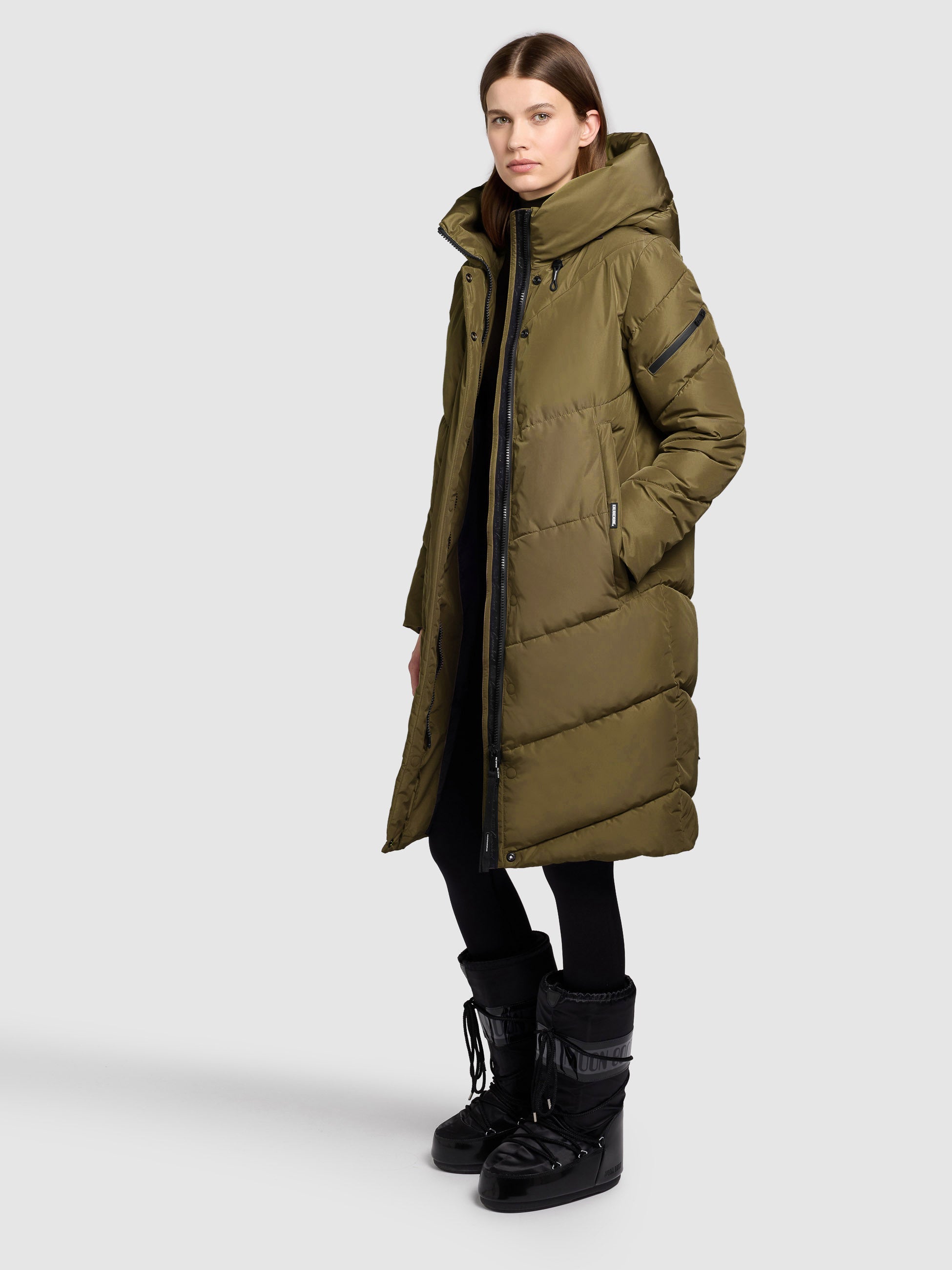 khujo-mantel-jange-scrub-green-knielanger-damen-steppmantel-winter image 2