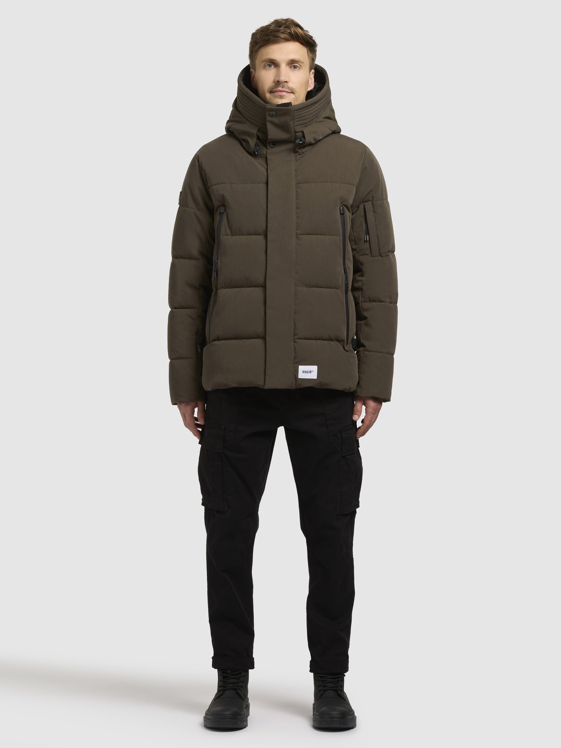 khujo-steppjacke-tato-khaki-h-ftlang-mit-kapuze image 1