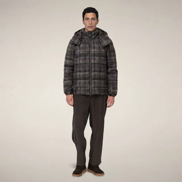save-the-duck-gibson-herren-winterjacke-karo-braun image 1