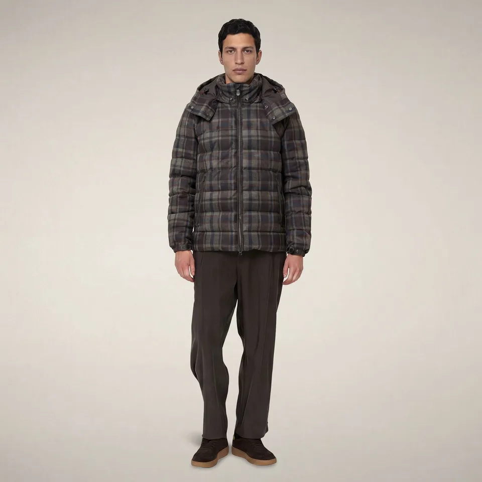 save-the-duck-gibson-herren-winterjacke-karo-braun image 1