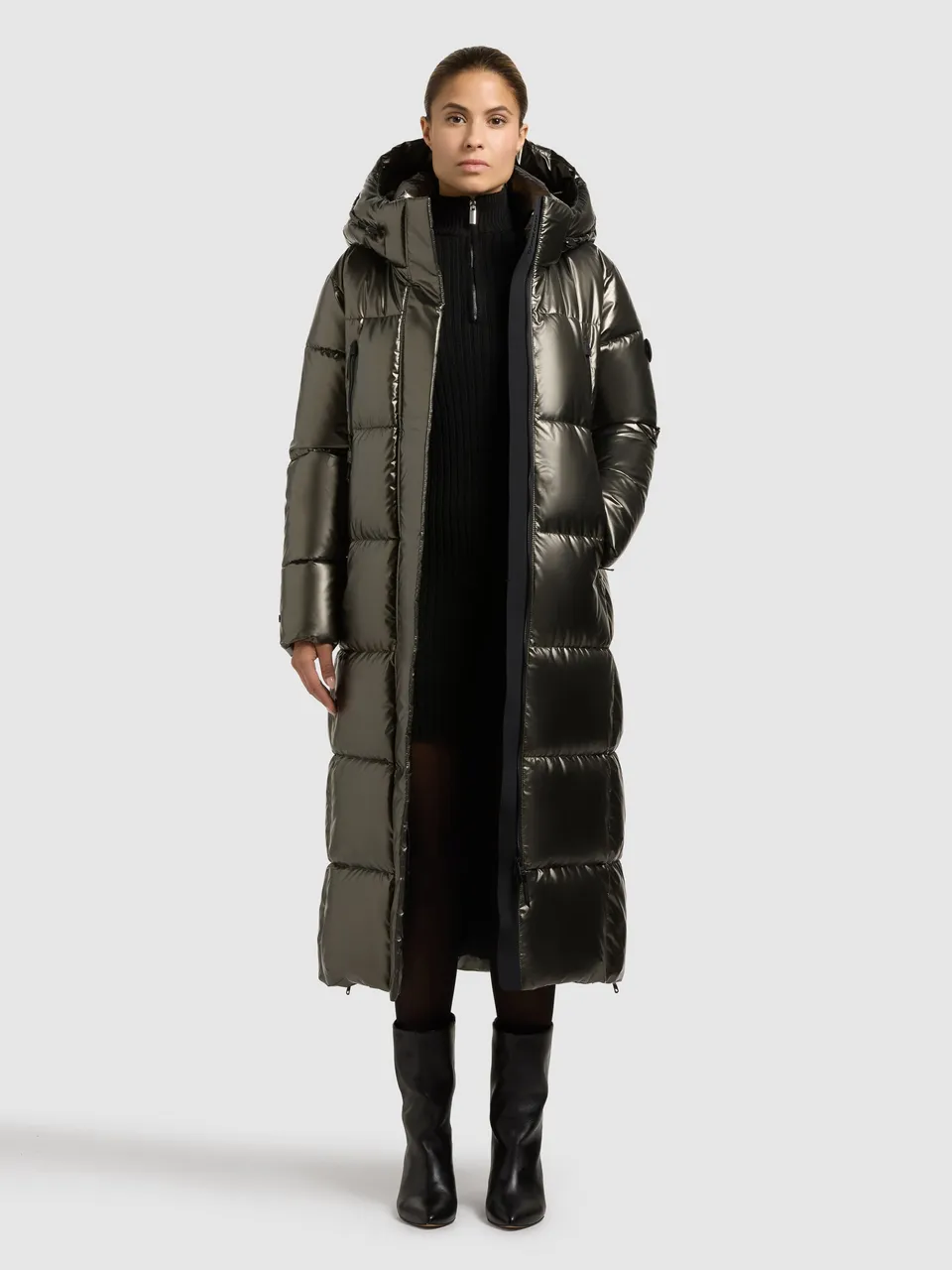 khujo-coat-rubina2-shiny-damen-steppmantel-mud-brown image 1