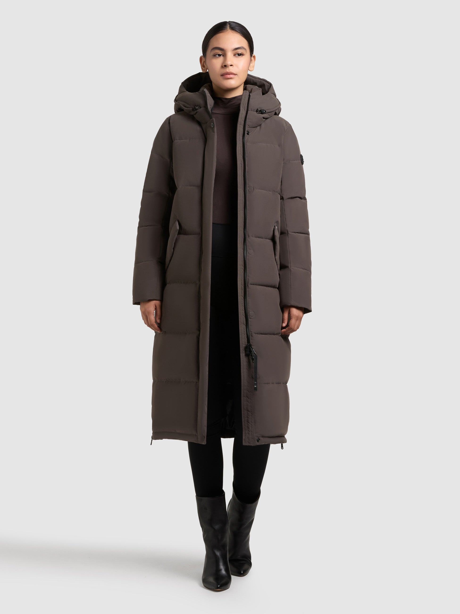 khujo-coat-cami-graphite-gray-knielanger-damen-steppmantel image 1