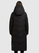khujo-linari-damen-steppmantel-black-wadenlang-mit-kapuze image 3