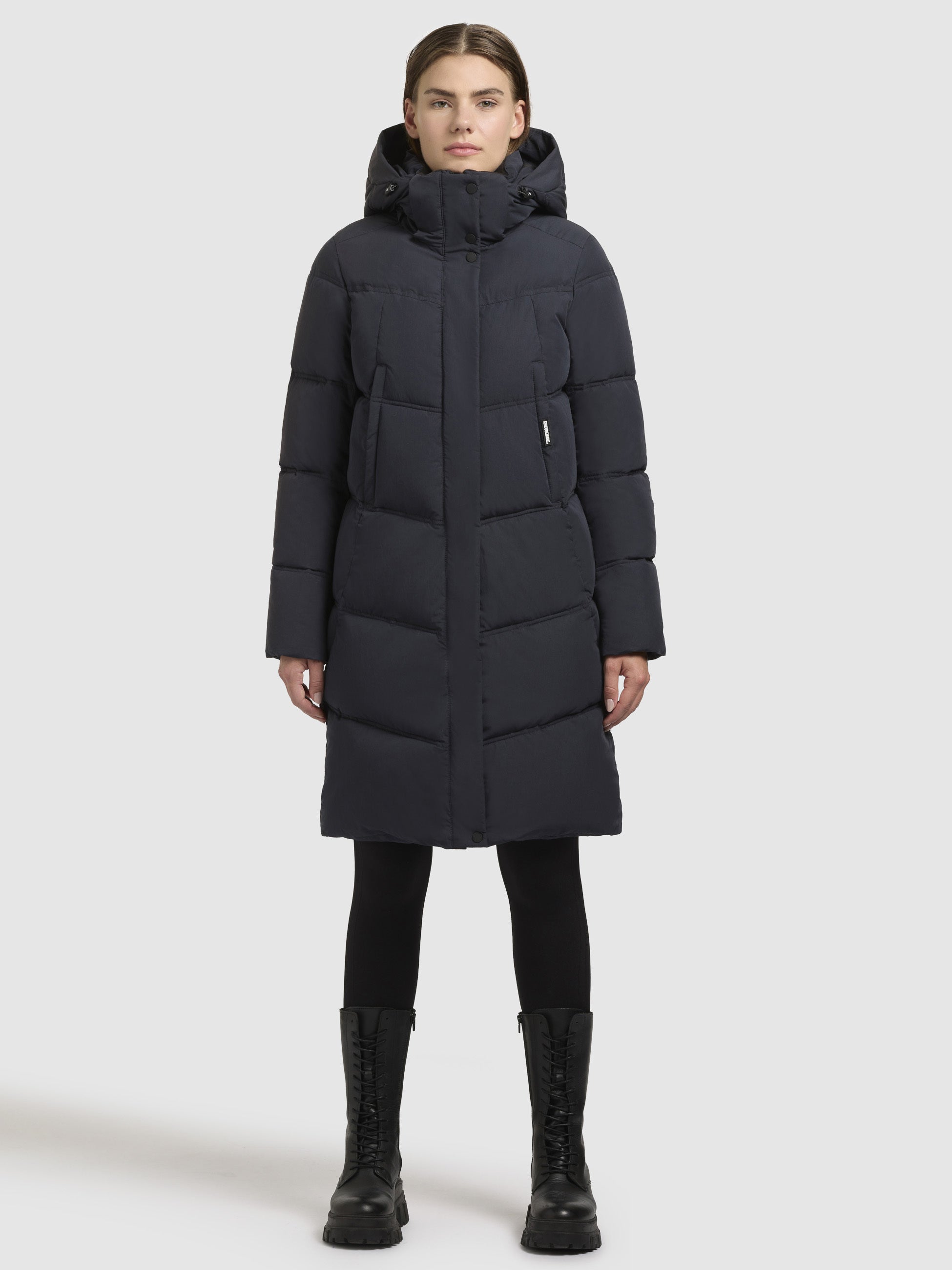 khujo-kurzmantel-graya-dark-blue-wattierte-damen-steppjacke-mit-kapuze image 1